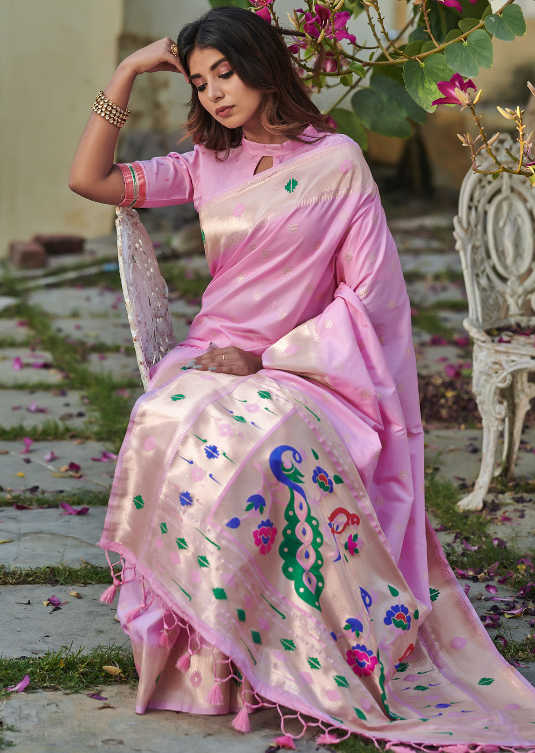 Buy Satrani Women'S Maroon and Golden Paithani Jacquard Silk Saree | sarees  for Women| saree | sarees Online at Best Prices in India - JioMart.