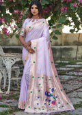 PURPLE ZARI WOVEN TRADITIONAL PAITHANI SILK SAREE