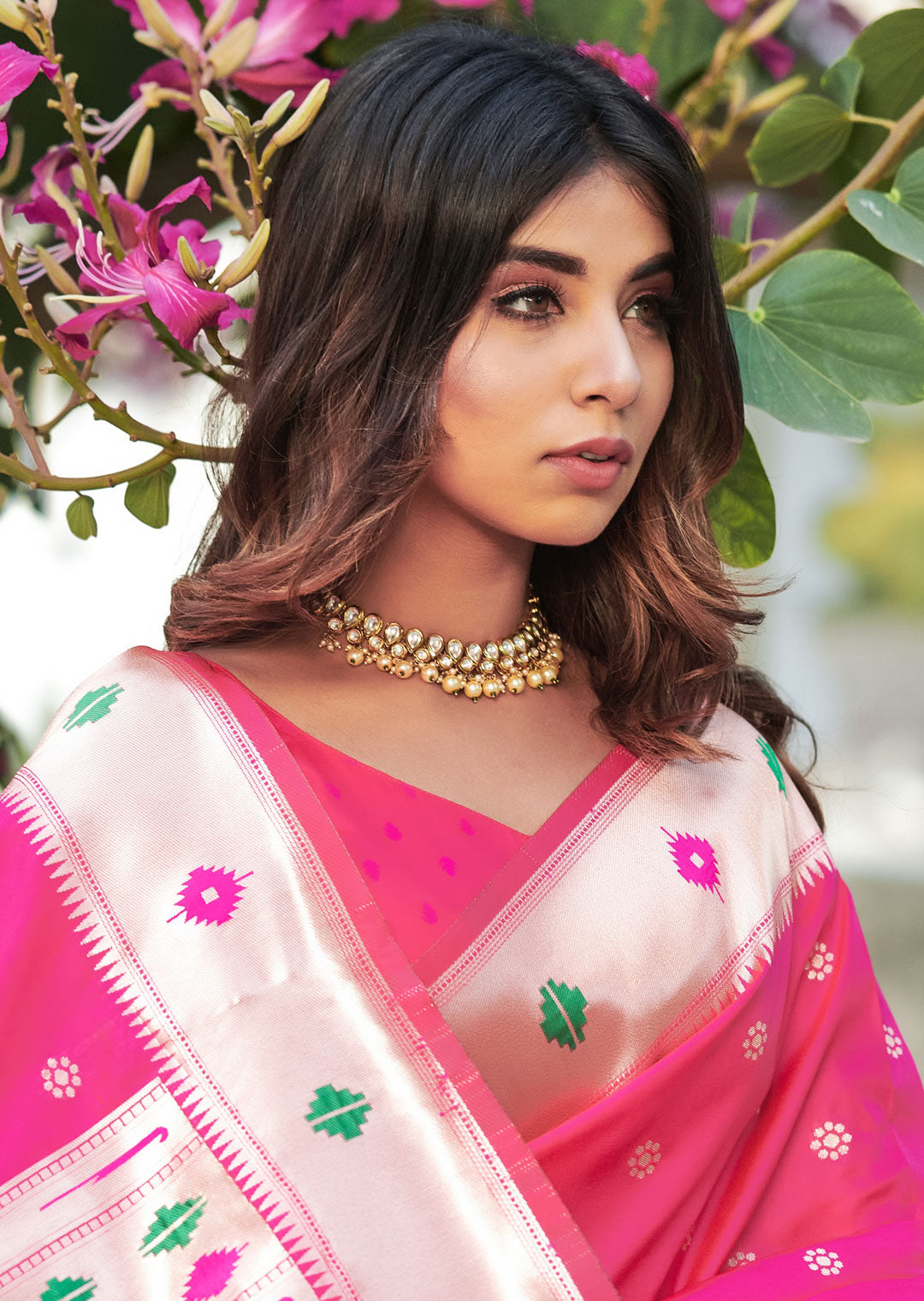 RUBY PINK ZARI WOVEN TRADITIONAL PAITHANI SILK SAREE
