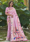 CARNATION PINK ZARI WOVEN TRADITIONAL PAITHANI SILK SAREE