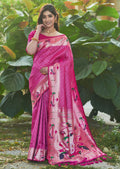 RUBY PINK ZARI WOVEN TRADITIONAL PAITHANI SILK SAREE