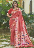 RED ZARI WOVEN TRADITIONAL PAITHANI SILK SAREE