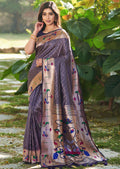 ROYAL BLUE ZARI WOVEN TRADITIONAL PAITHANI SILK SAREE
