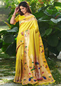 ROYAL YELLOW ZARI WOVEN TRADITIONAL PAITHANI SILK SAREE