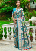 OLYMPIC BLUE ZARI WOVEN TRADITIONAL PAITHANI SILK SAREE