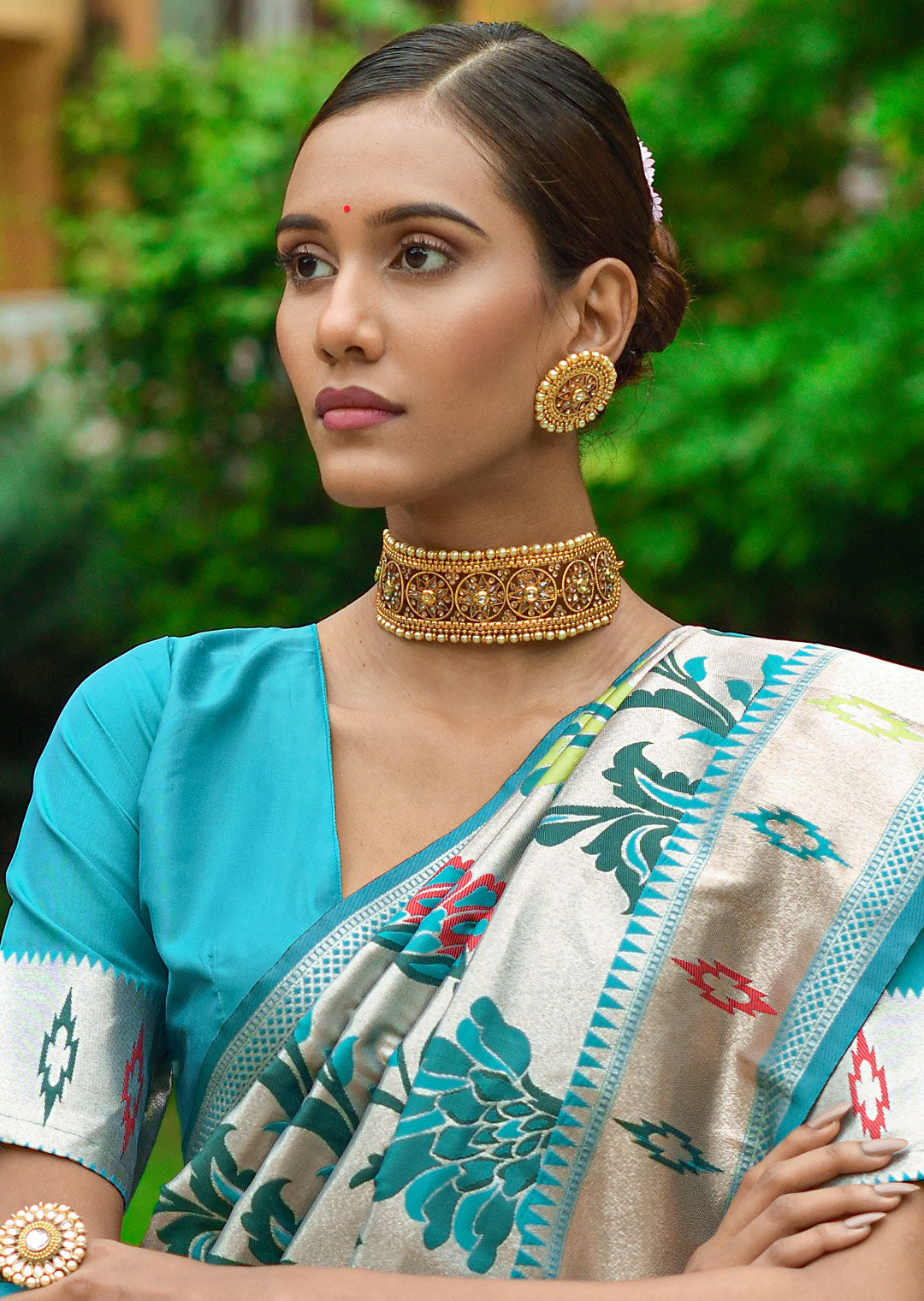 OLYMPIC BLUE ZARI WOVEN TRADITIONAL PAITHANI SILK SAREE