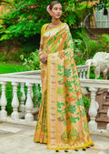 LIME YELLOW ZARI WOVEN TRADITIONAL PAITHANI SILK SAREE