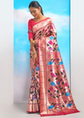 RUBY PINK ZARI WOVEN TRADITIONAL PAITHANI SILK SAREE