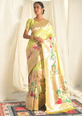LIME GREEN ZARI WOVEN TRADITIONAL PAITHANI SILK SAREE