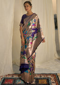 GRAPE VIOLET ZARI WOVEN TRADITIONAL PAITHANI SILK SAREE