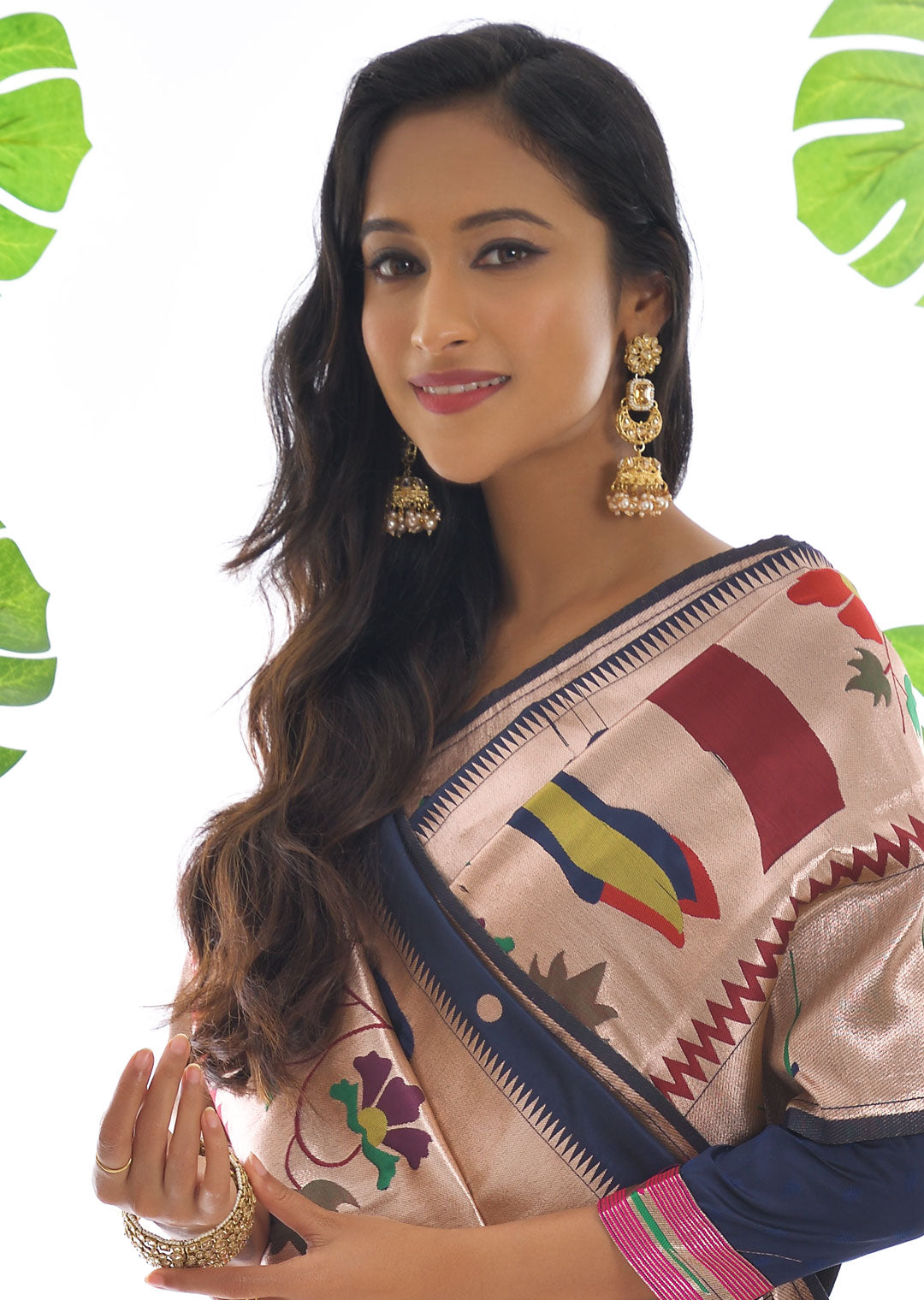 NAVY BLUE ZARI WOVEN TRADITIONAL PAITHANI SILK SAREE