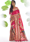 RUBY PINK ZARI WOVEN TRADITIONAL PAITHANI SILK SAREE