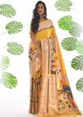 ROYAL YELLOW ZARI WOVEN TRADITIONAL PAITHANI SILK SAREE