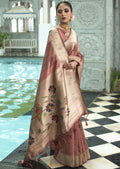 COPPER ZARI WOVEN TRADITIONAL PAITHANI SILK SAREE