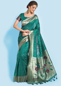 SEAFOAM GREEN ZARI WOVEN TRADITIONAL PAITHANI SILK SAREE