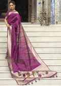 PURPLE ZARI WOVEN TRADITIONAL PAITHANI SILK SAREE