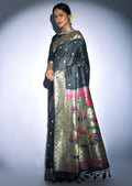 BLACK ZARI WOVEN TRADITIONAL PAITHANI SILK SAREE