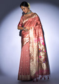 COPPER ZARI WOVEN TRADITIONAL PAITHANI SILK SAREE
