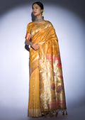 MUSTARD YELLOW ZARI WOVEN TRADITIONAL PAITHANI SILK SAREE