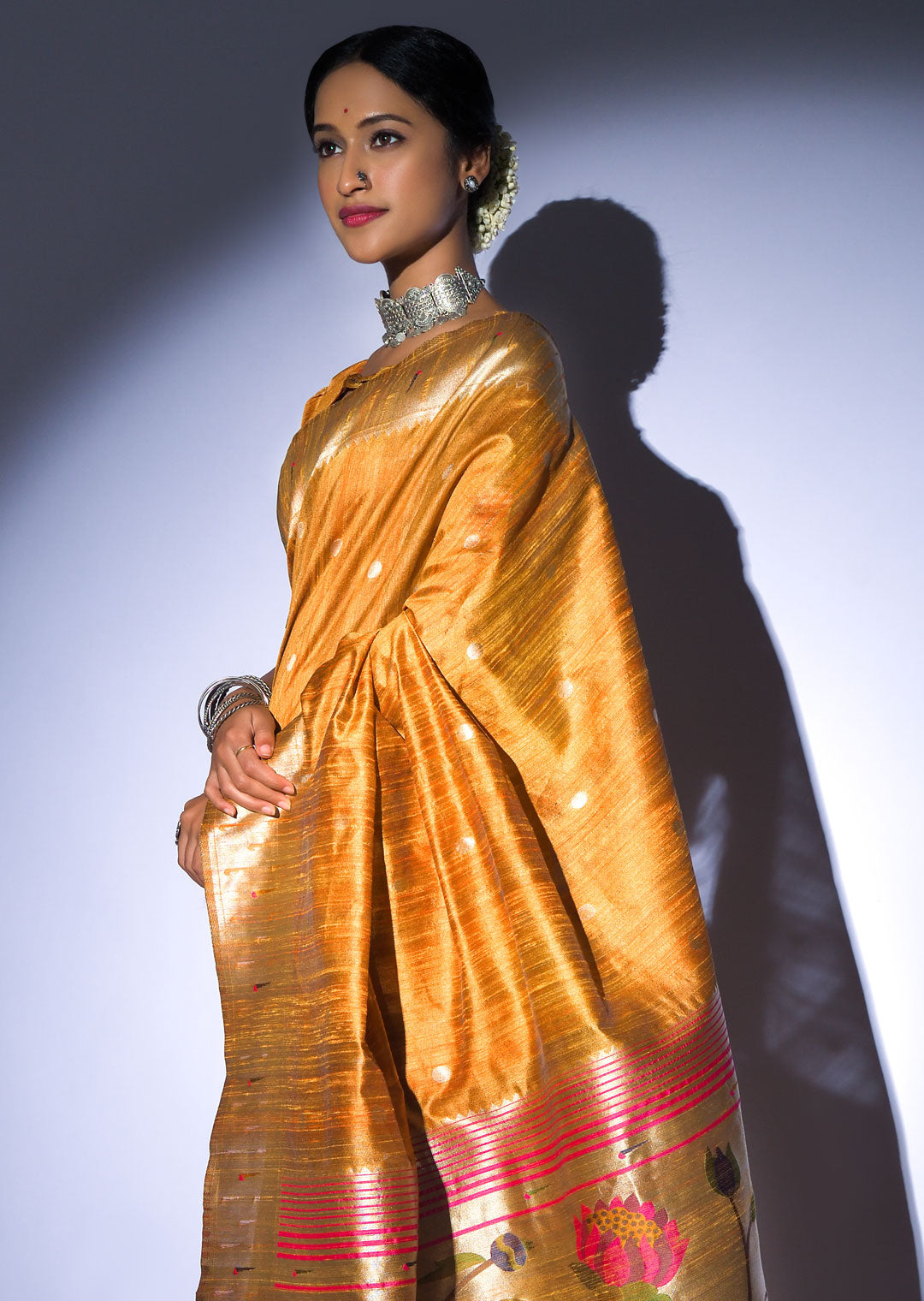 MUSTARD YELLOW ZARI WOVEN TRADITIONAL PAITHANI SILK SAREE