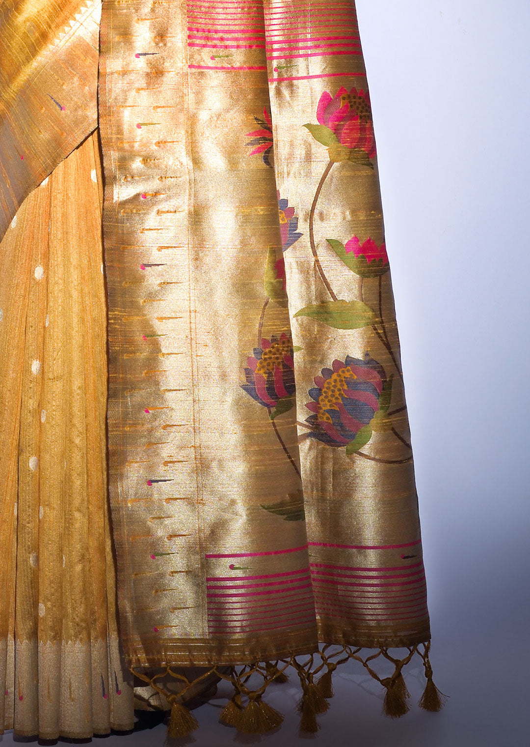 MUSTARD YELLOW ZARI WOVEN TRADITIONAL PAITHANI SILK SAREE