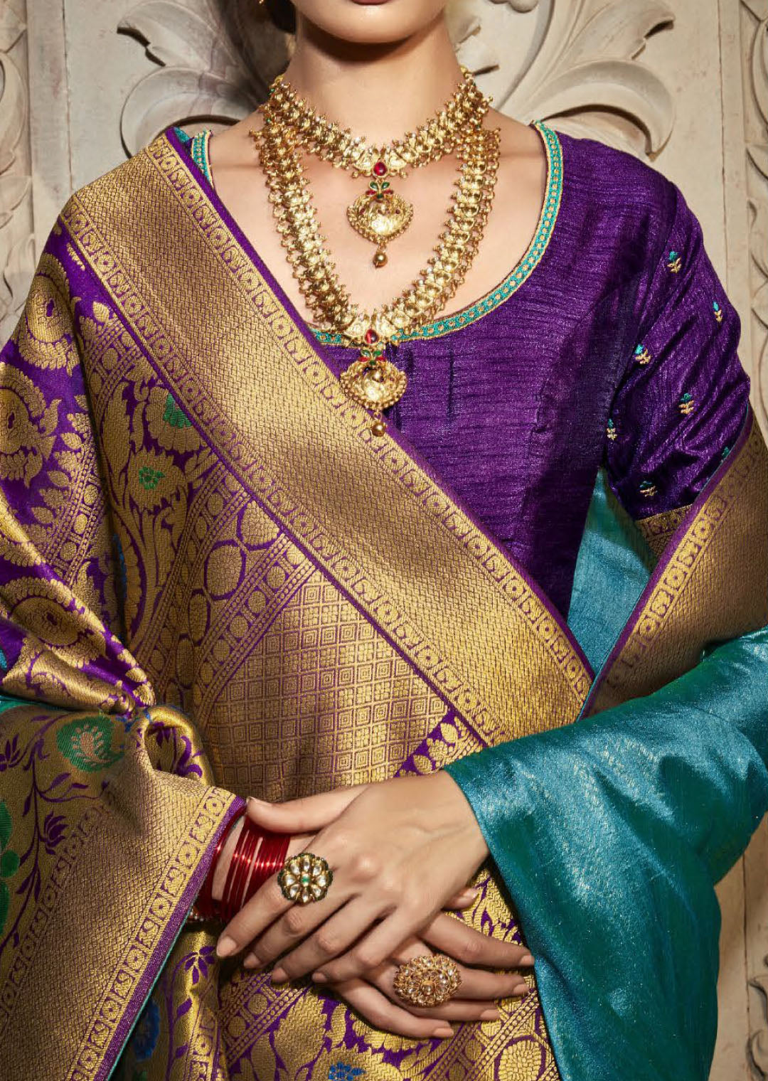 Blue Woven Designer Banarasi Silk Saree